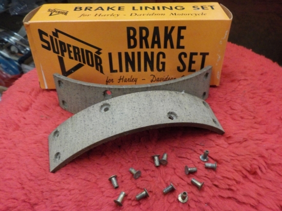 PANHEAD KNUCKLEHEAD UL "NEW" REAR BRAKE LINING w/rivets #41848-38